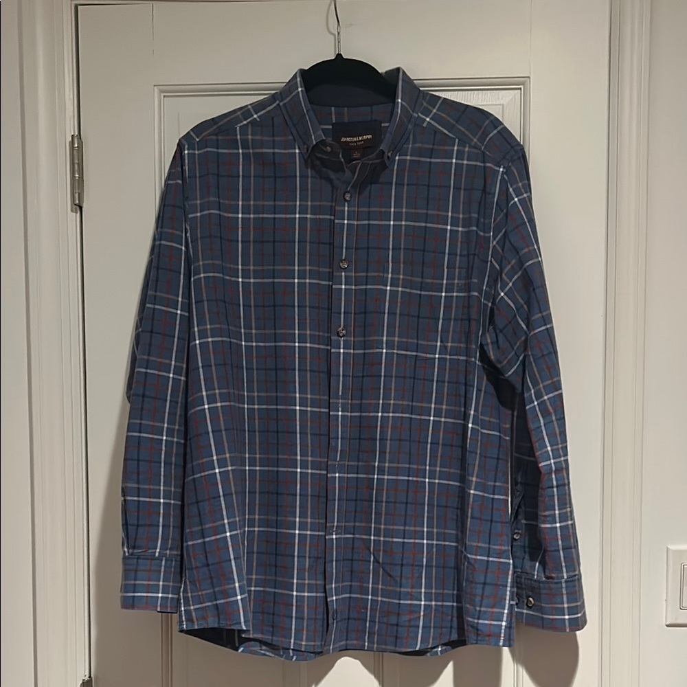 Johnston & Murphy Heather Cotton Plaid Button-down
